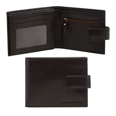 Brown leather fold out wallet in a gift box